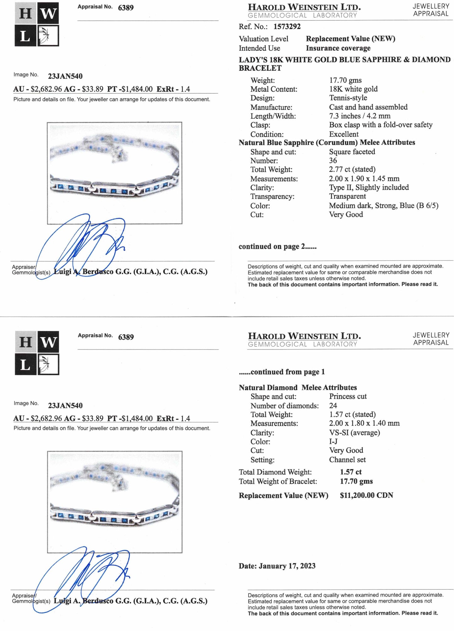 Princess Cut Sapphire & Diamond Tennis Bracelet