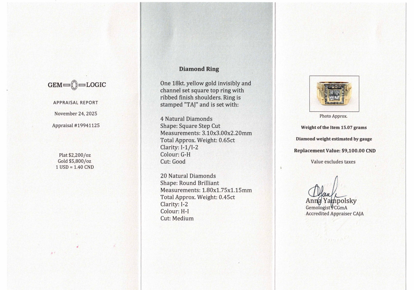 Mens Square Illusion Ring