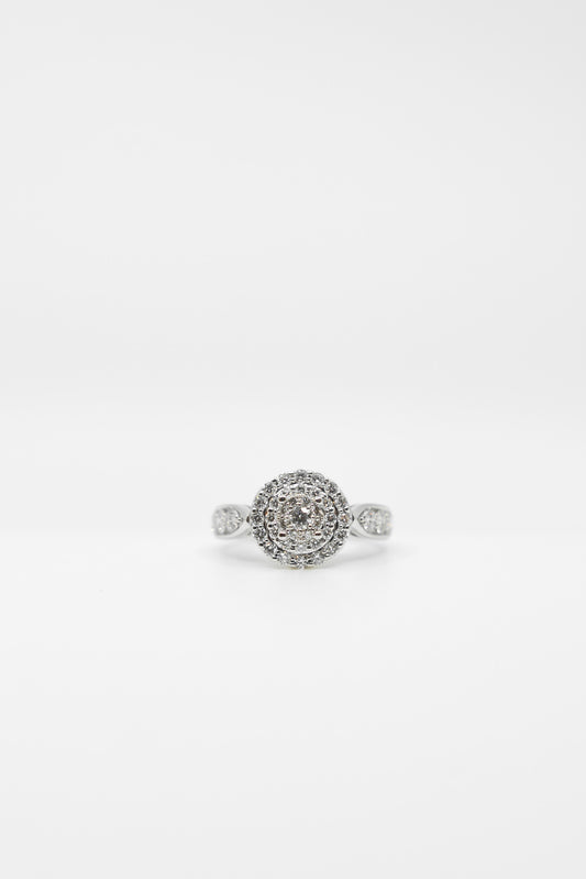 Triple Halo Tapered Band Diamond Ring