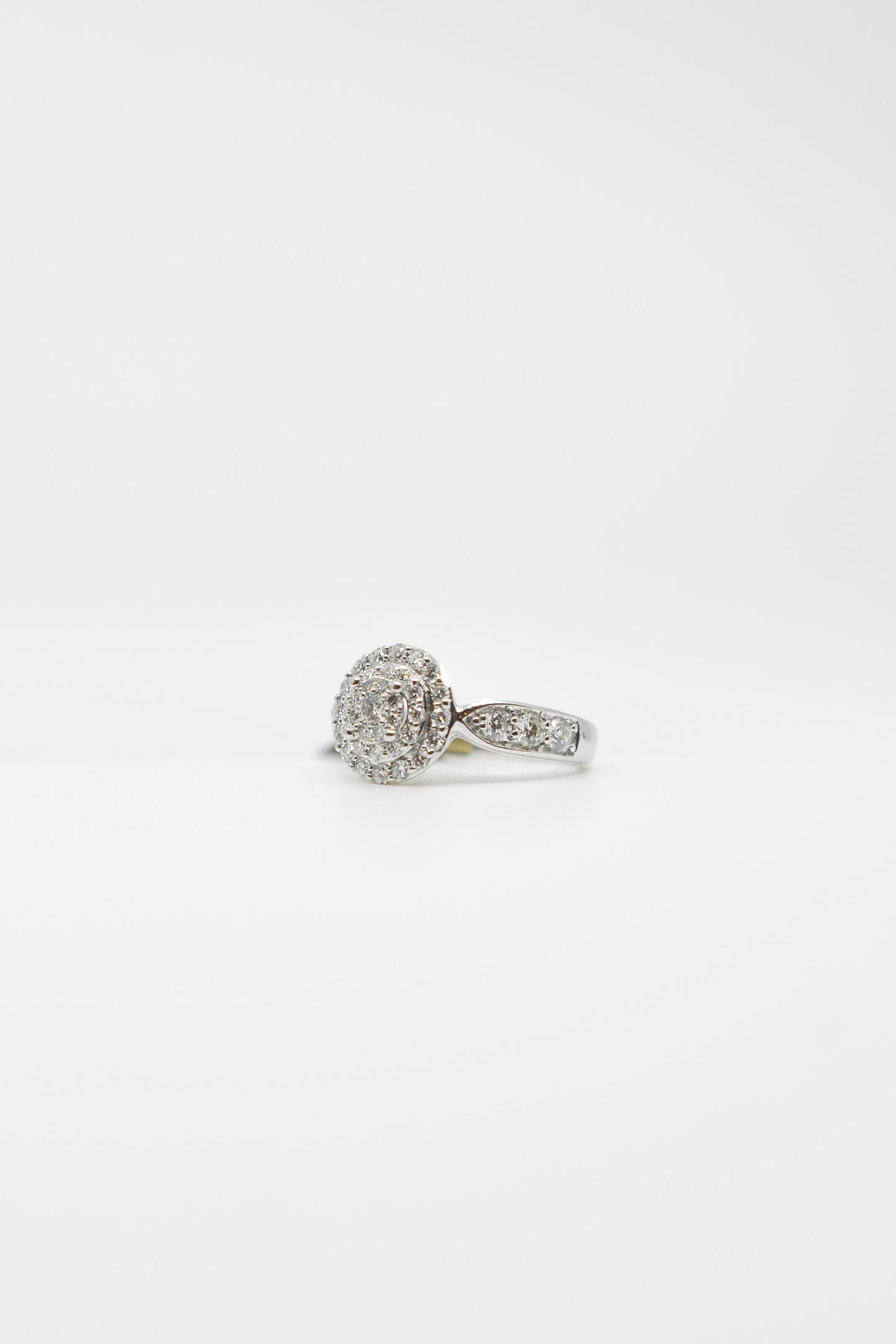Triple Halo Tapered Band Diamond Ring