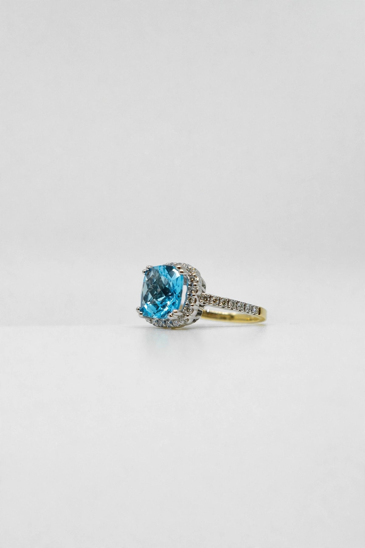 Cushion Cut Topaz & Diamond Ring