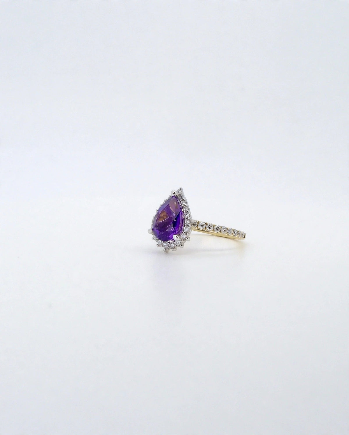 Pear Cut Amethyst & Diamond Ring
