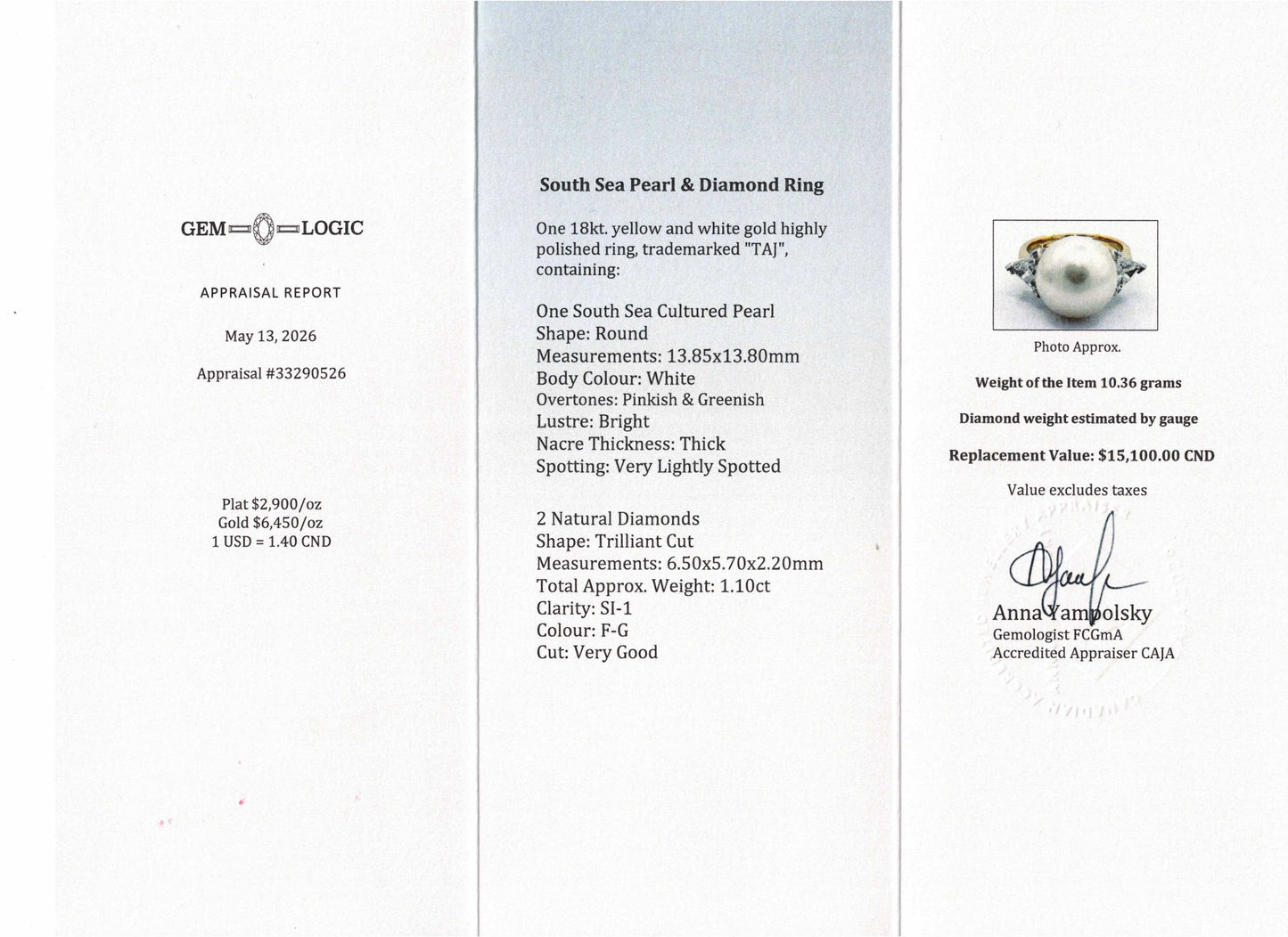 South Sea Pearl & Diamond Ring