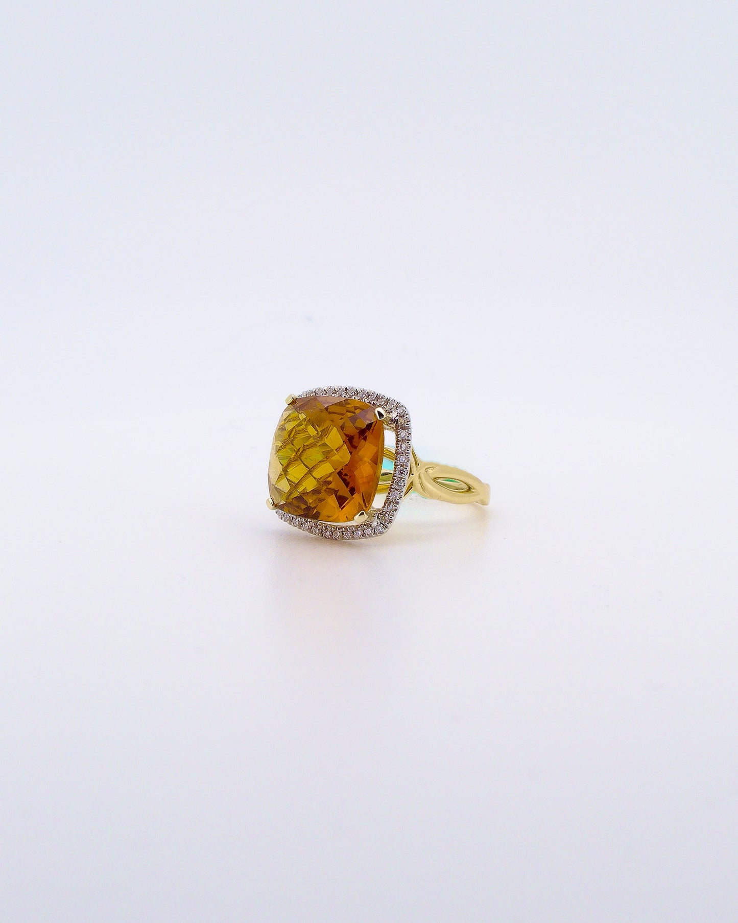 Cushion Cut Citrine Evening Ring