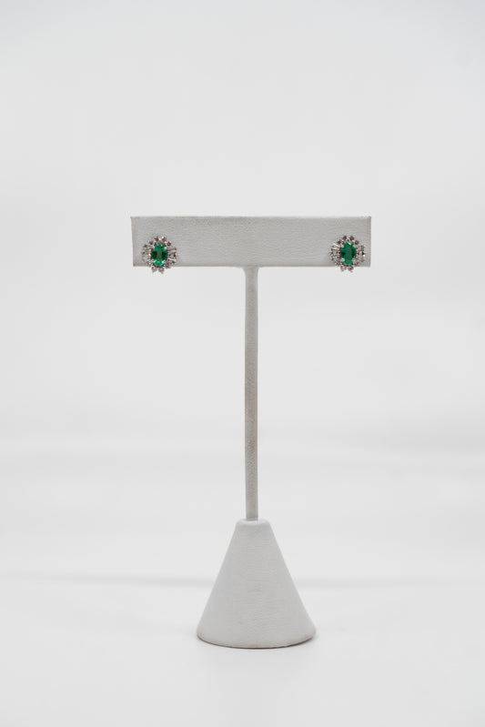 Emerald & Diamond Stud Earrings