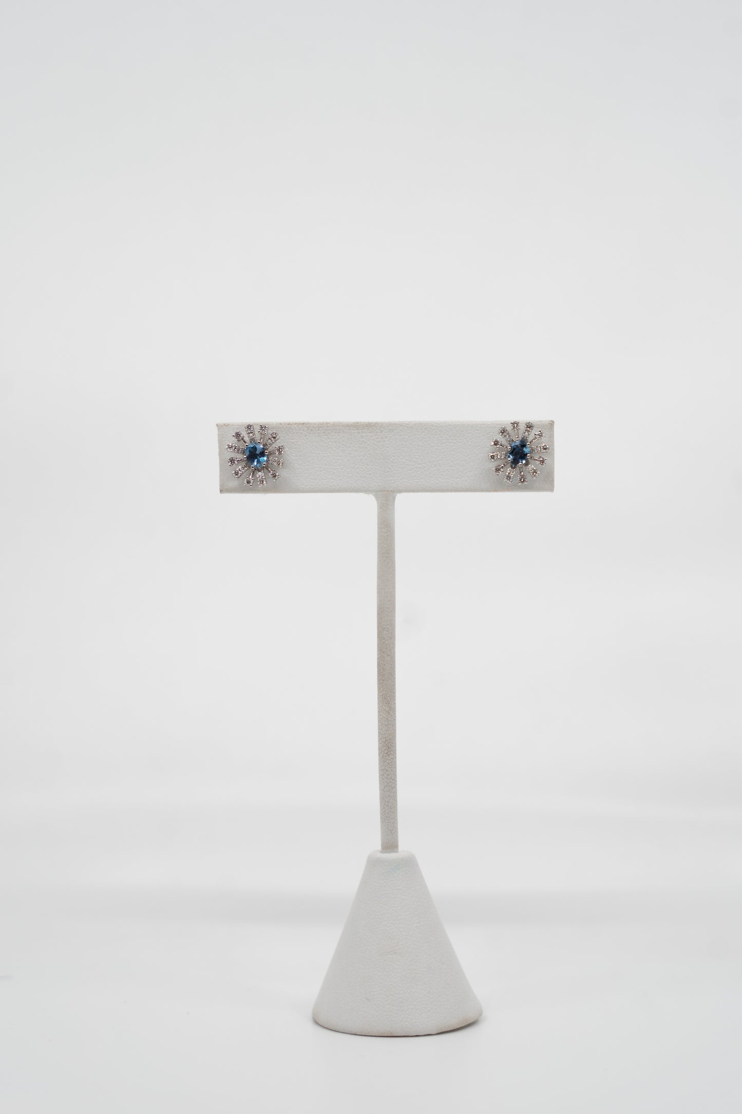 Aquamarine & Diamond Star Burst Stud Earrings