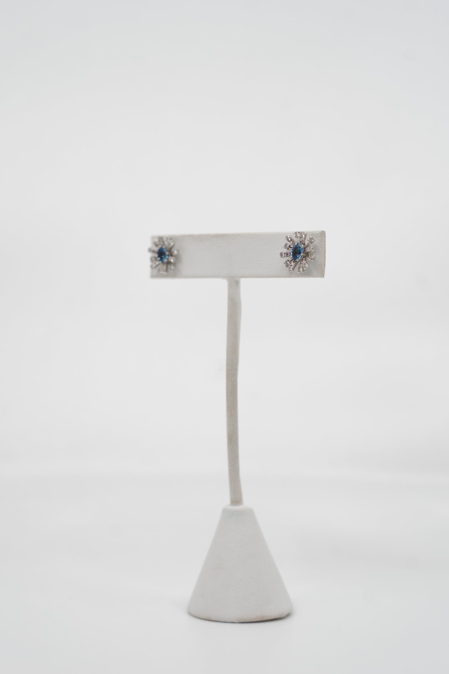 Aquamarine & Diamond Star Burst Stud Earrings