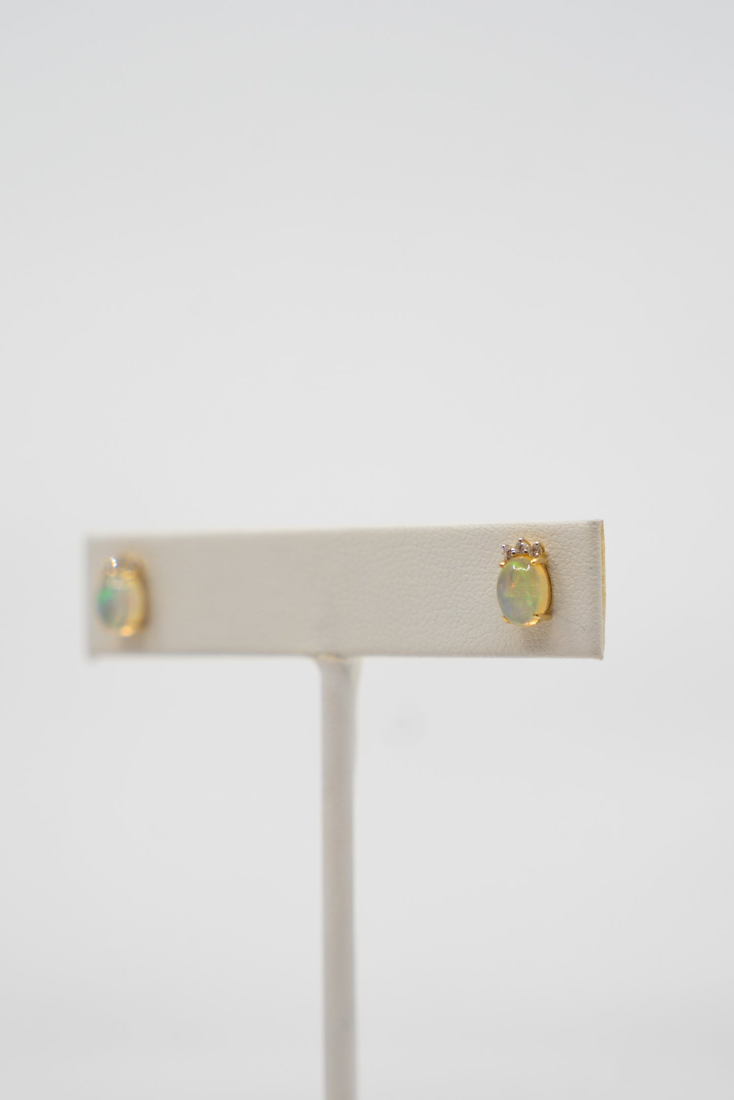 Jelly Opal & Diamond Stud Earrings