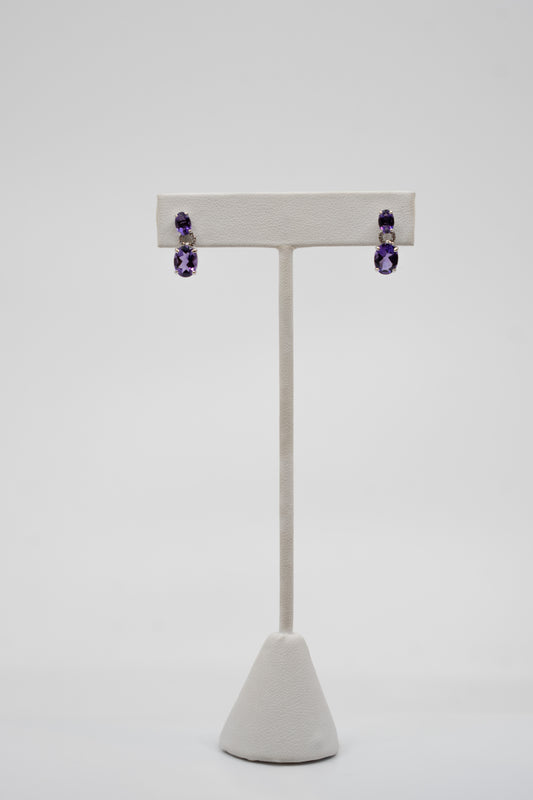 Amethyst & Diamond Dangle Earrings