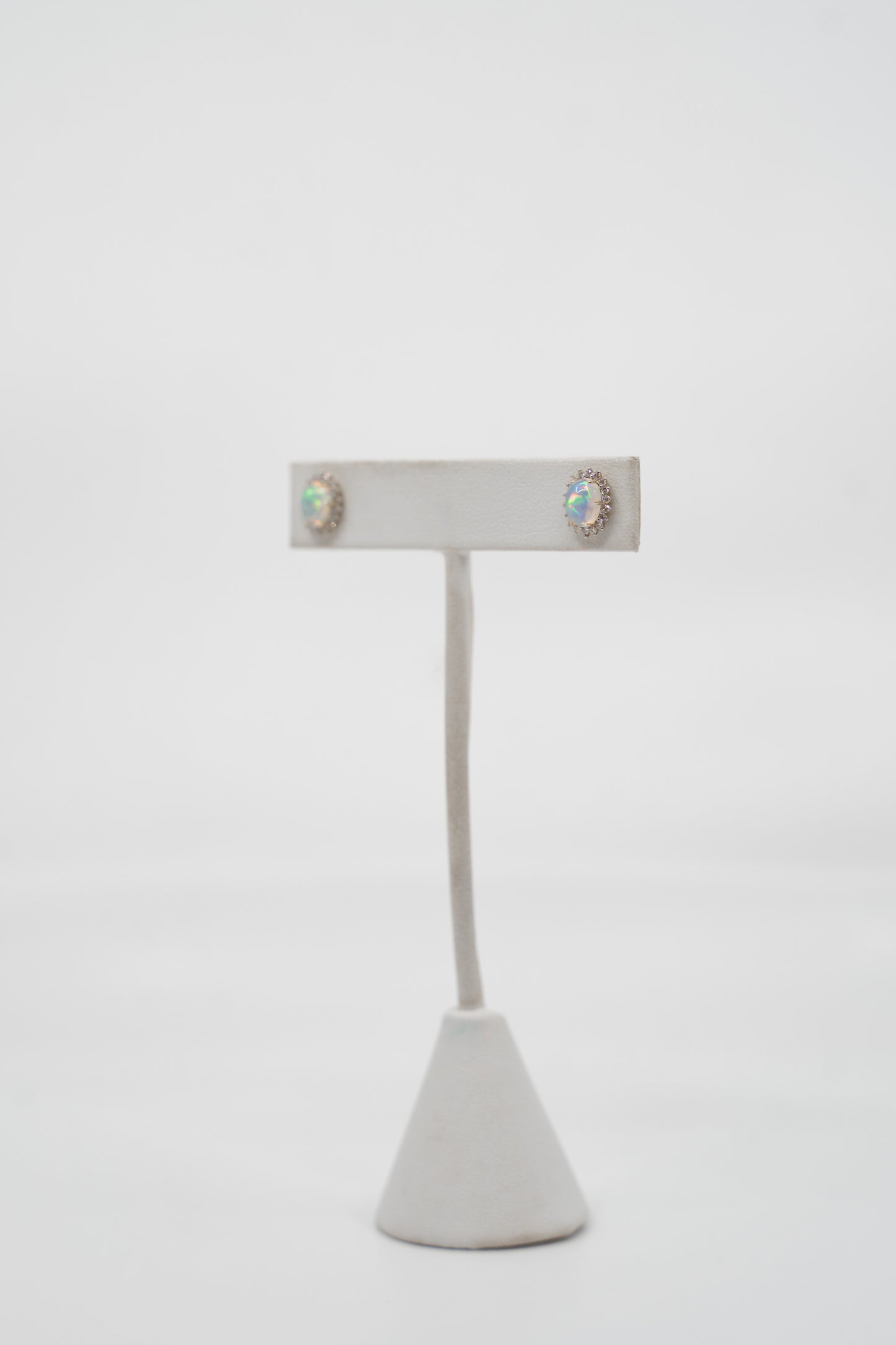 Jelly Opal & Diamond Halo Stud Earrings