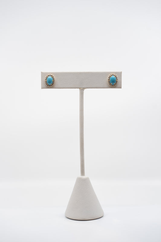 Persian Turquoise & Diamond Studs
