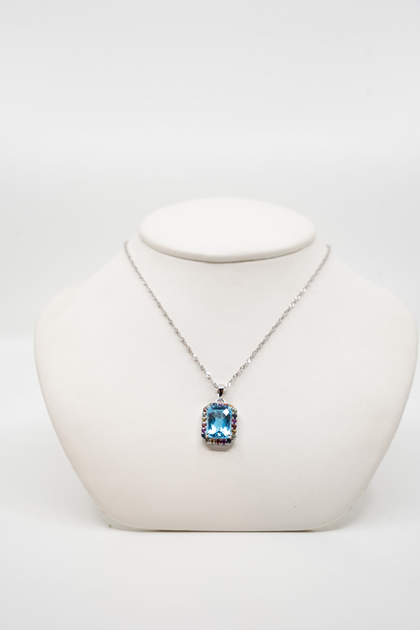 9.34 Carat Topaz & Multi-Sapphire Pendant
