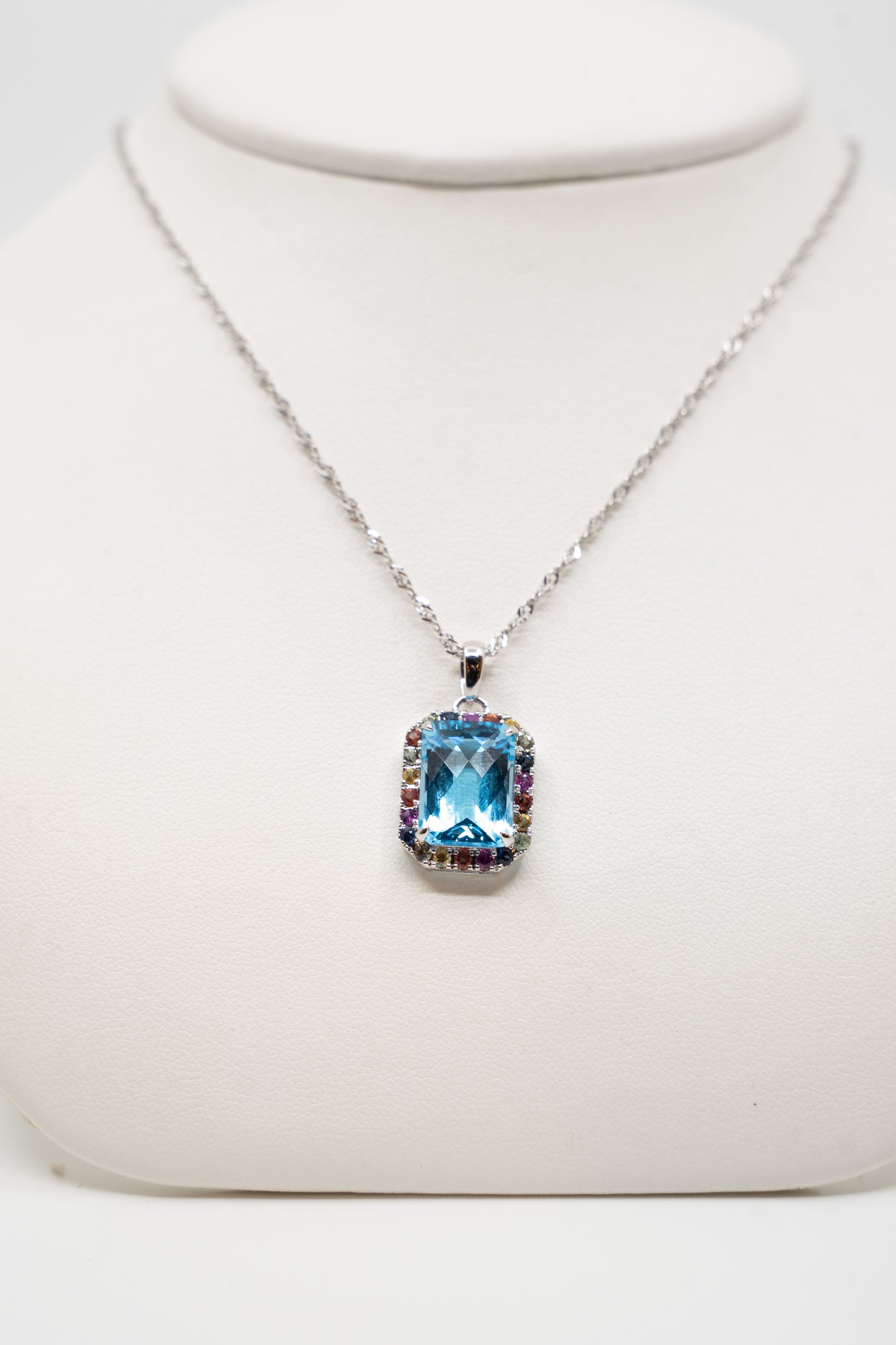 9.34 Carat Topaz & Multi-Sapphire Pendant