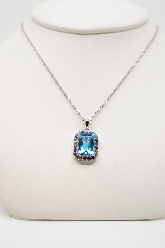 9.34 Carat Topaz & Multi-Sapphire Pendant