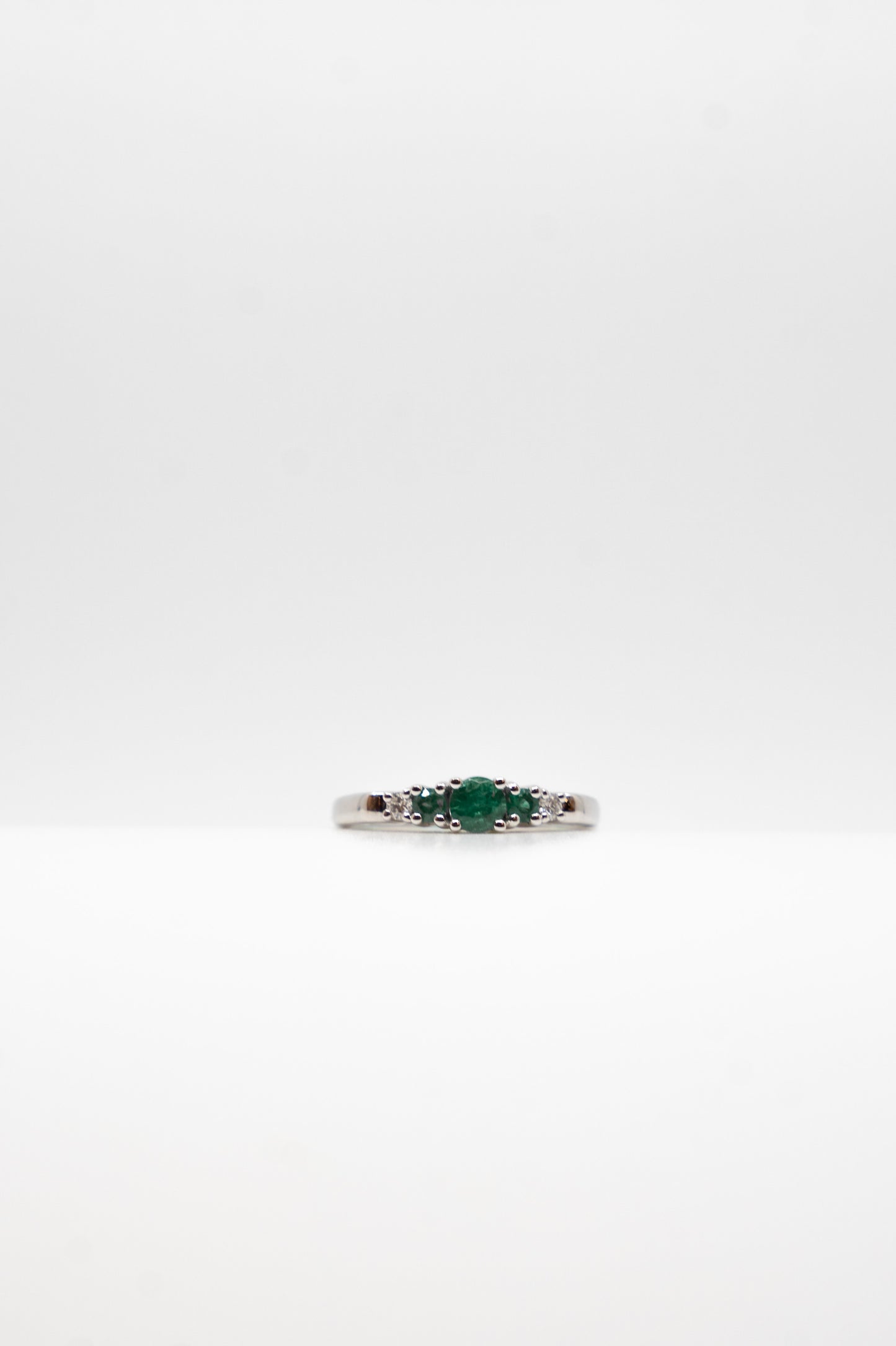 Emerald & Diamond Three Stone Stacking Band