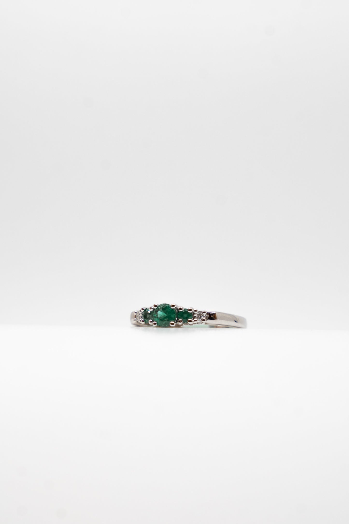 Emerald & Diamond Three Stone Stacking Band