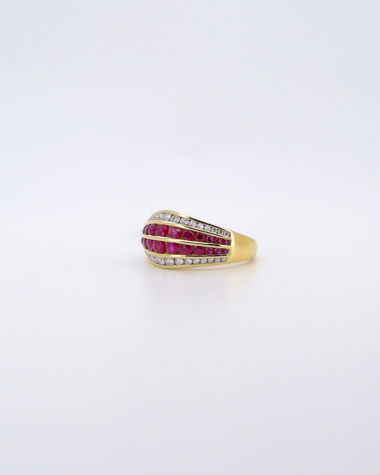 Graduated Channel Ruby Ring