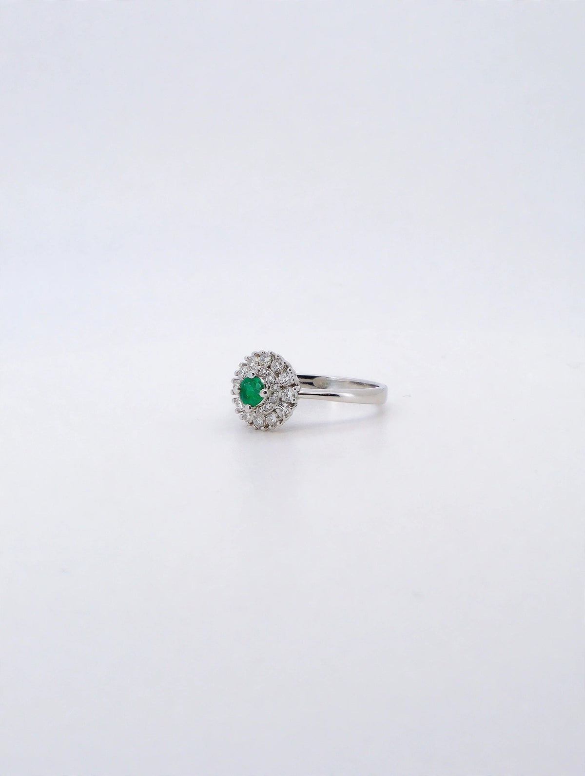 Emerald Diamond Halo Ring