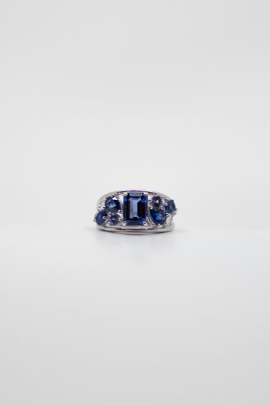 Tanzanite, Sapphire & Diamond Cluster Ring