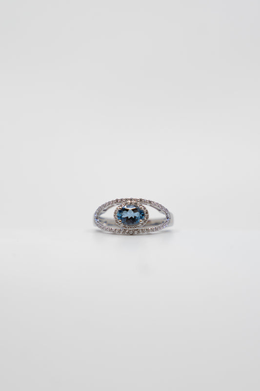 Aquamarine & Diamond Orb Ring