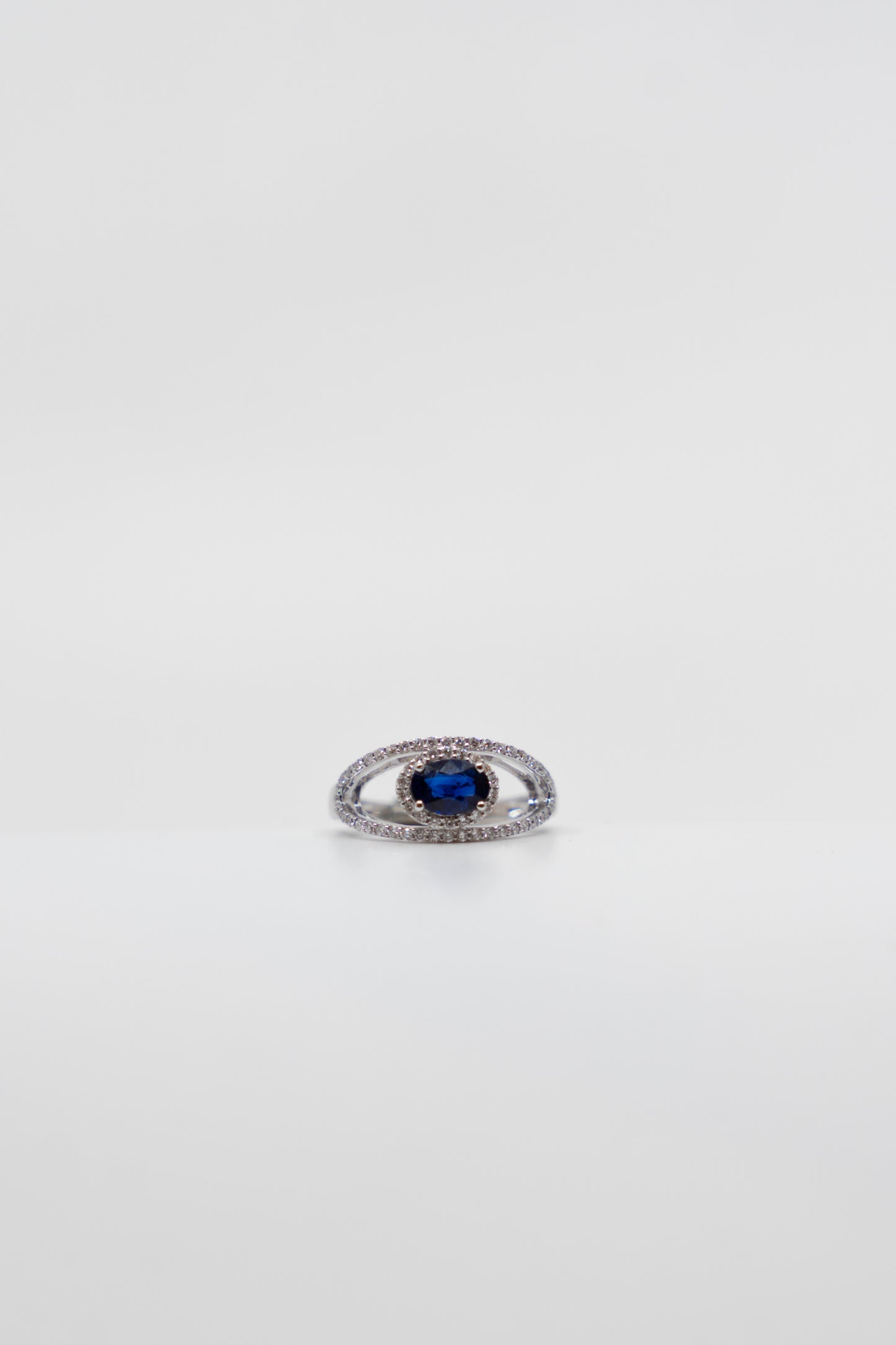 Blue Sapphire & Diamond Orb Ring