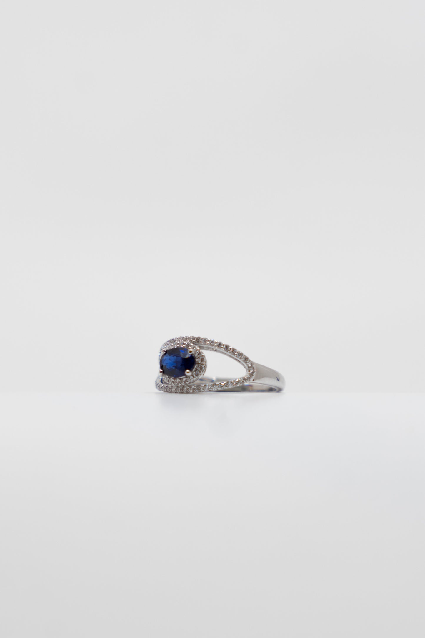 Blue Sapphire & Diamond Orb Ring