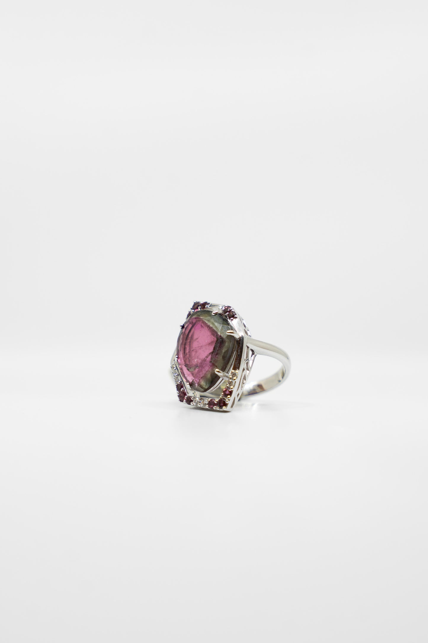 Abstract Watermelon Tourmaline Ring