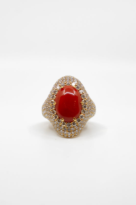 Diamond Encrusted Coral Ring