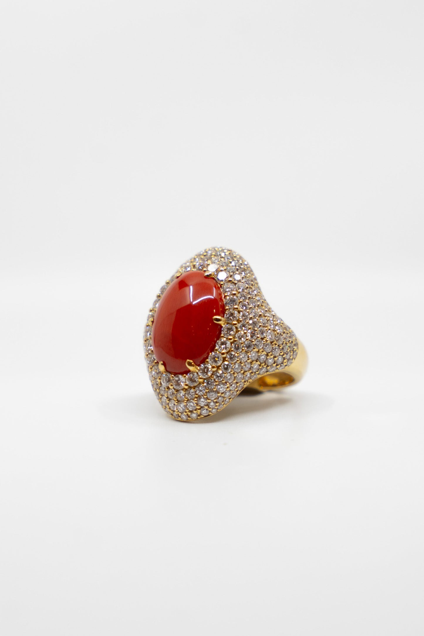Diamond Encrusted Coral Ring