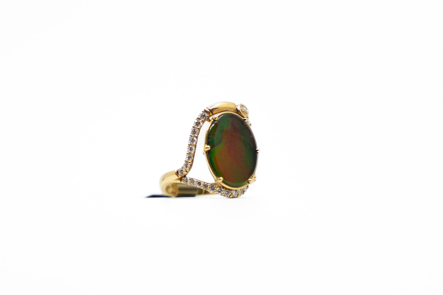 Abstract Ammolite Ring