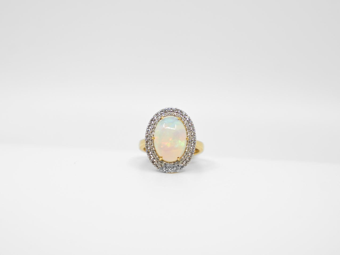 Opal Double Halo Ring