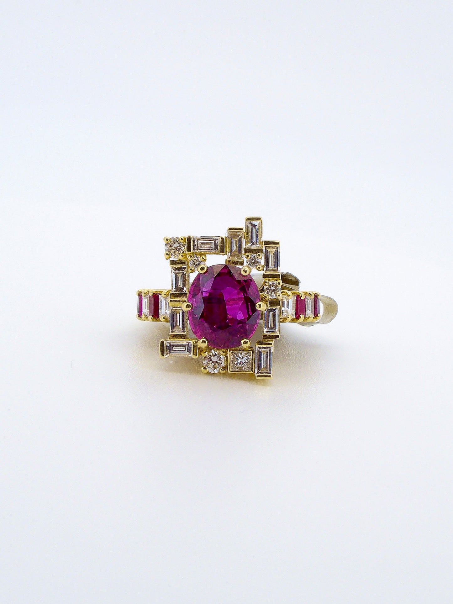 Geometric Ruby Ring