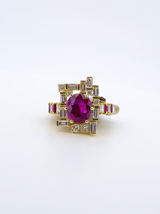 Geometric Ruby Ring