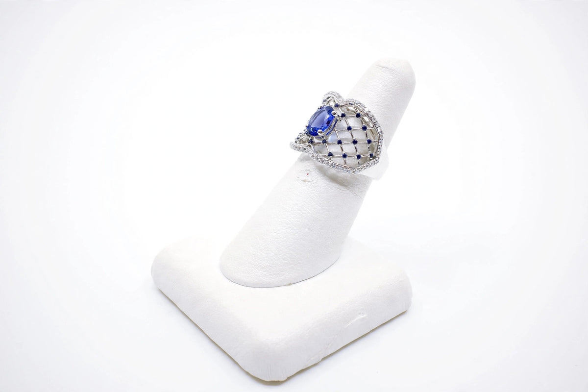 Tanzanite, Sapphire & Diamond Openwork Band