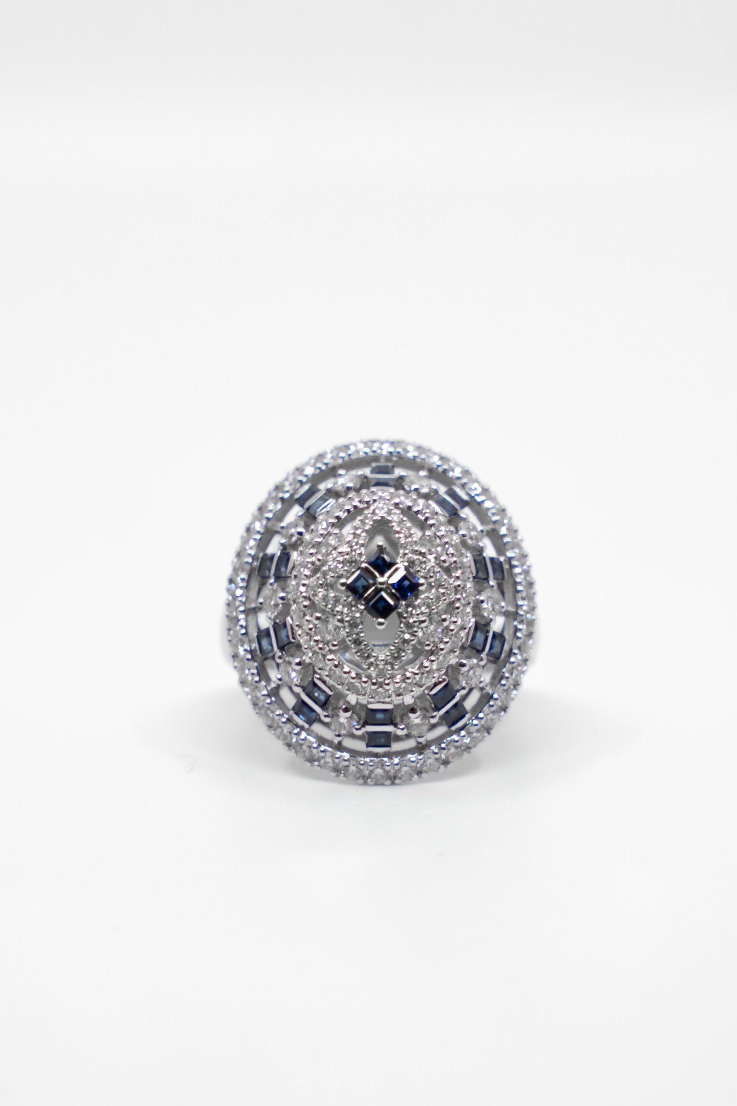Domed Sapphire & Diamond Evening Ring