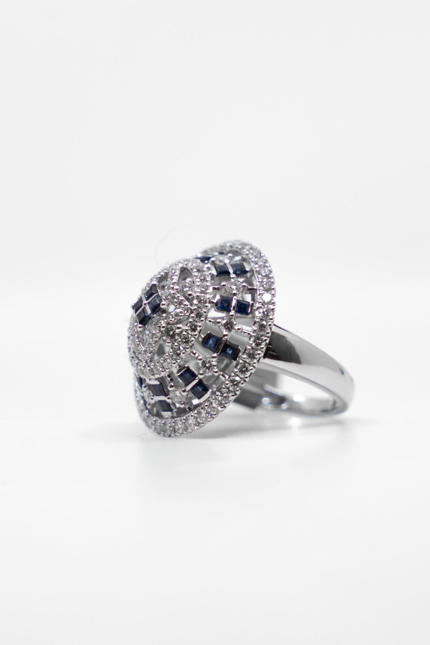 Domed Sapphire & Diamond Evening Ring