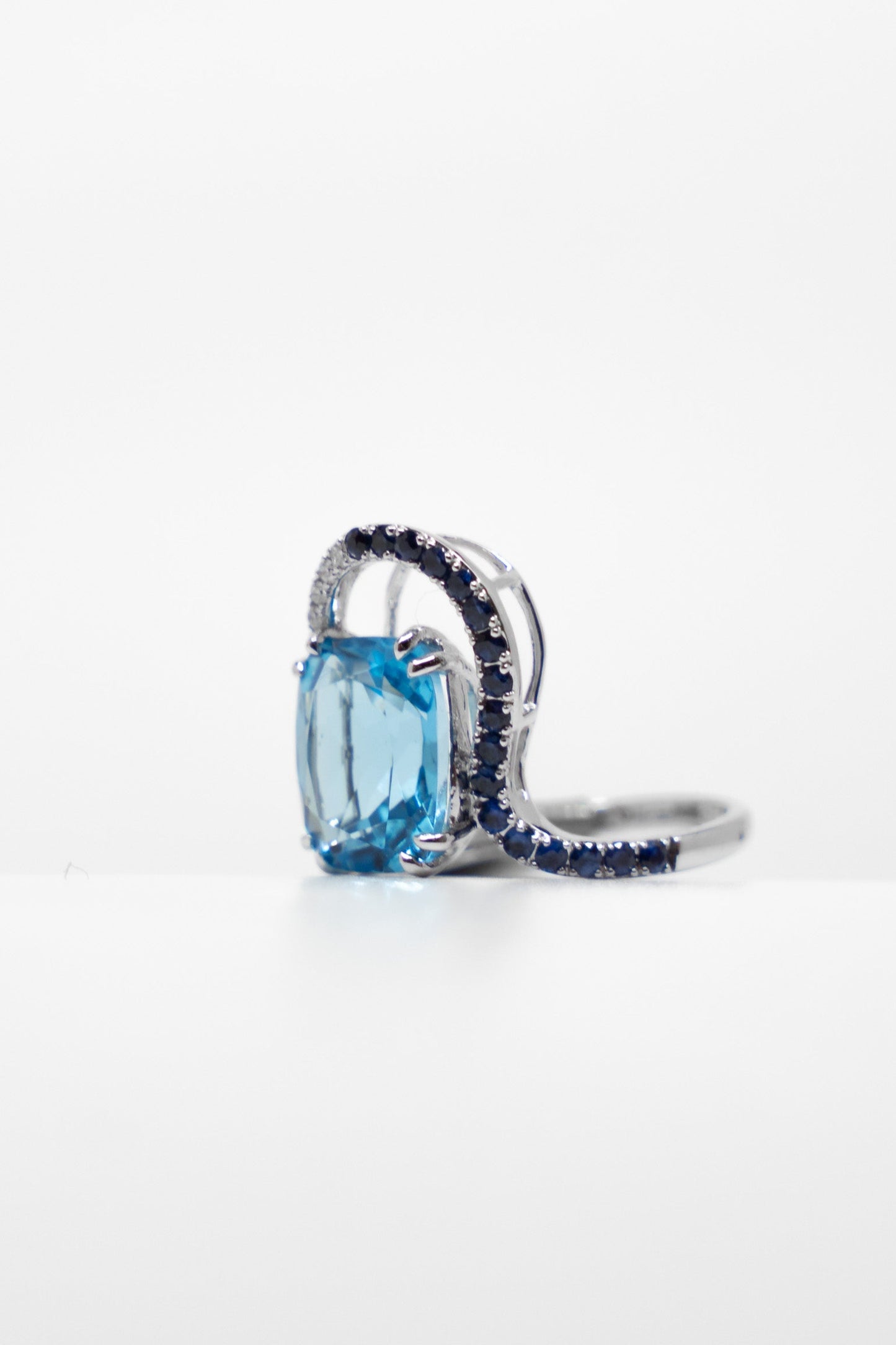 Blue Topaz & Sapphire Asymmetrical Ring