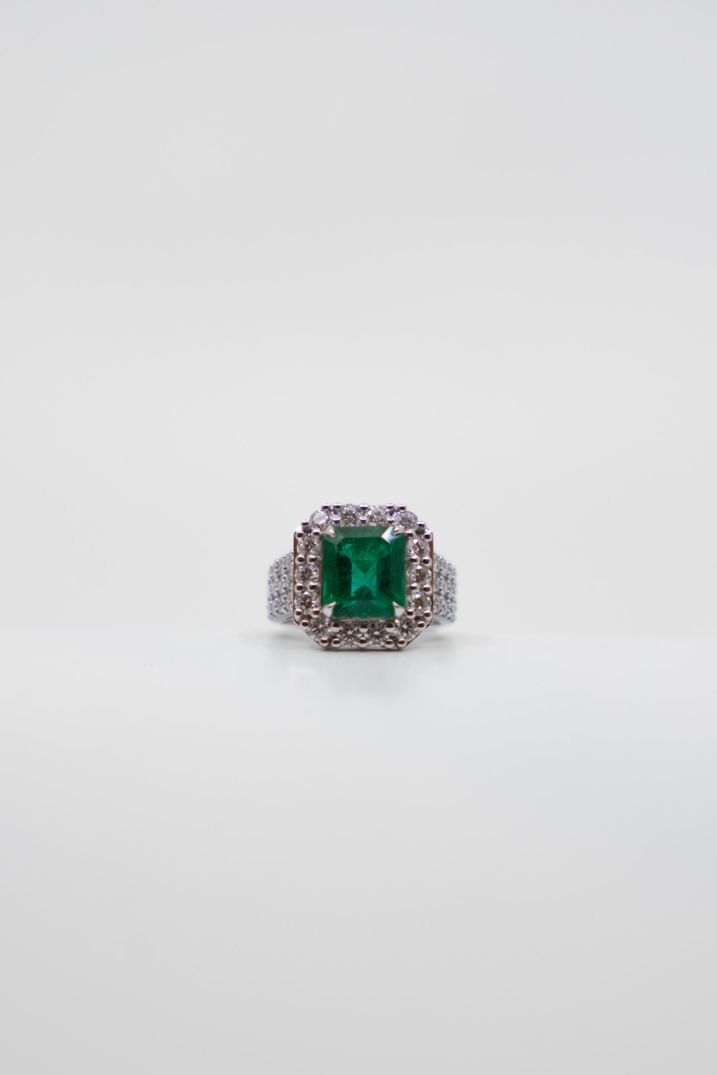 4.33ct Emerald & Diamond Halo Ring