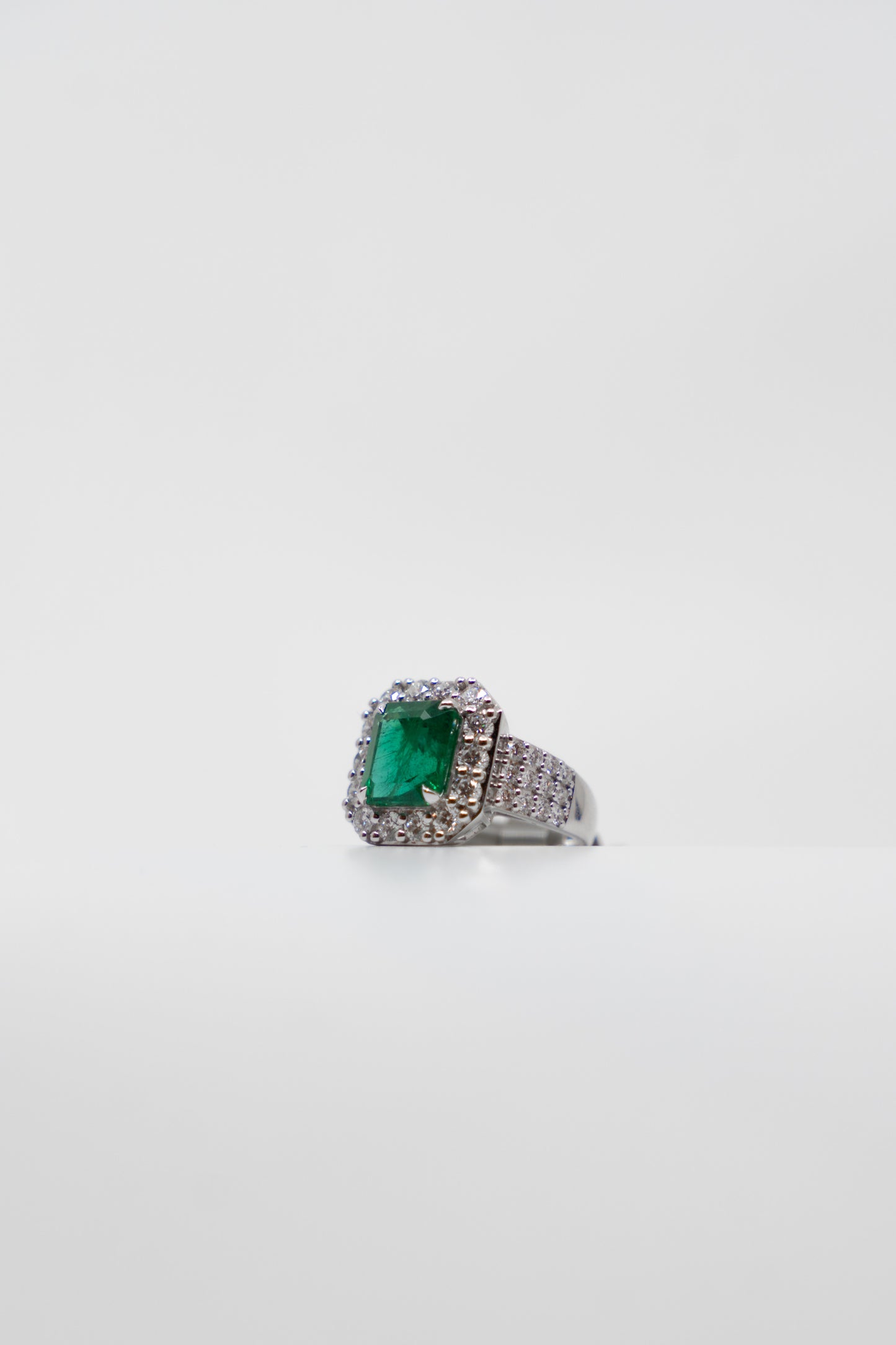4.33ct Emerald & Diamond Halo Ring