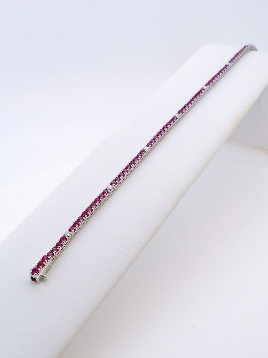 White Gold Rubies & Diamonds Tennis Bracelet