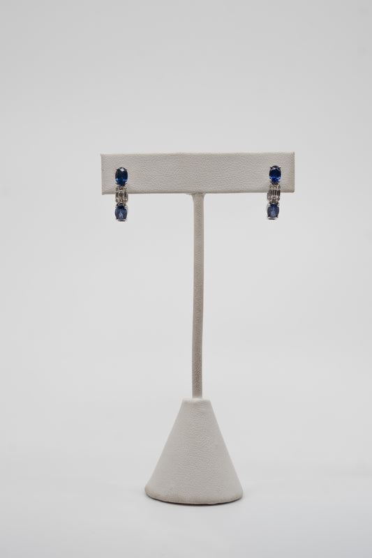Blue Sapphire Hoop Earrings