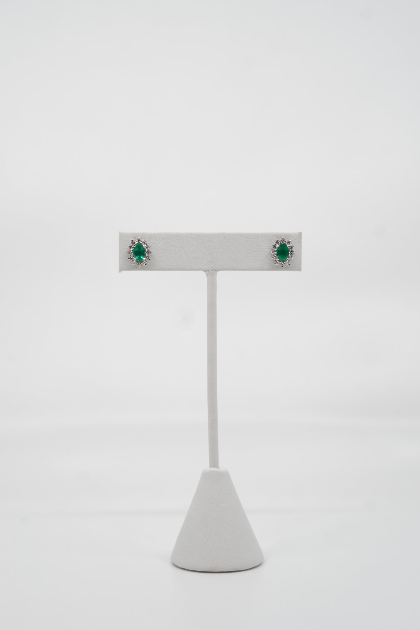 Emerald & Diamond Halo Earrings