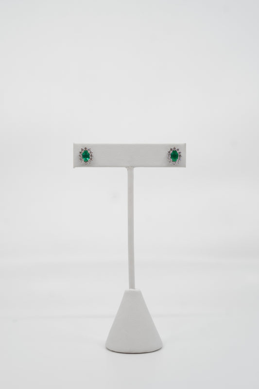 Emerald & Diamond Halo Earrings
