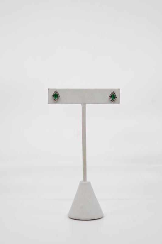 Diamond Shaped Emerald Earrings
