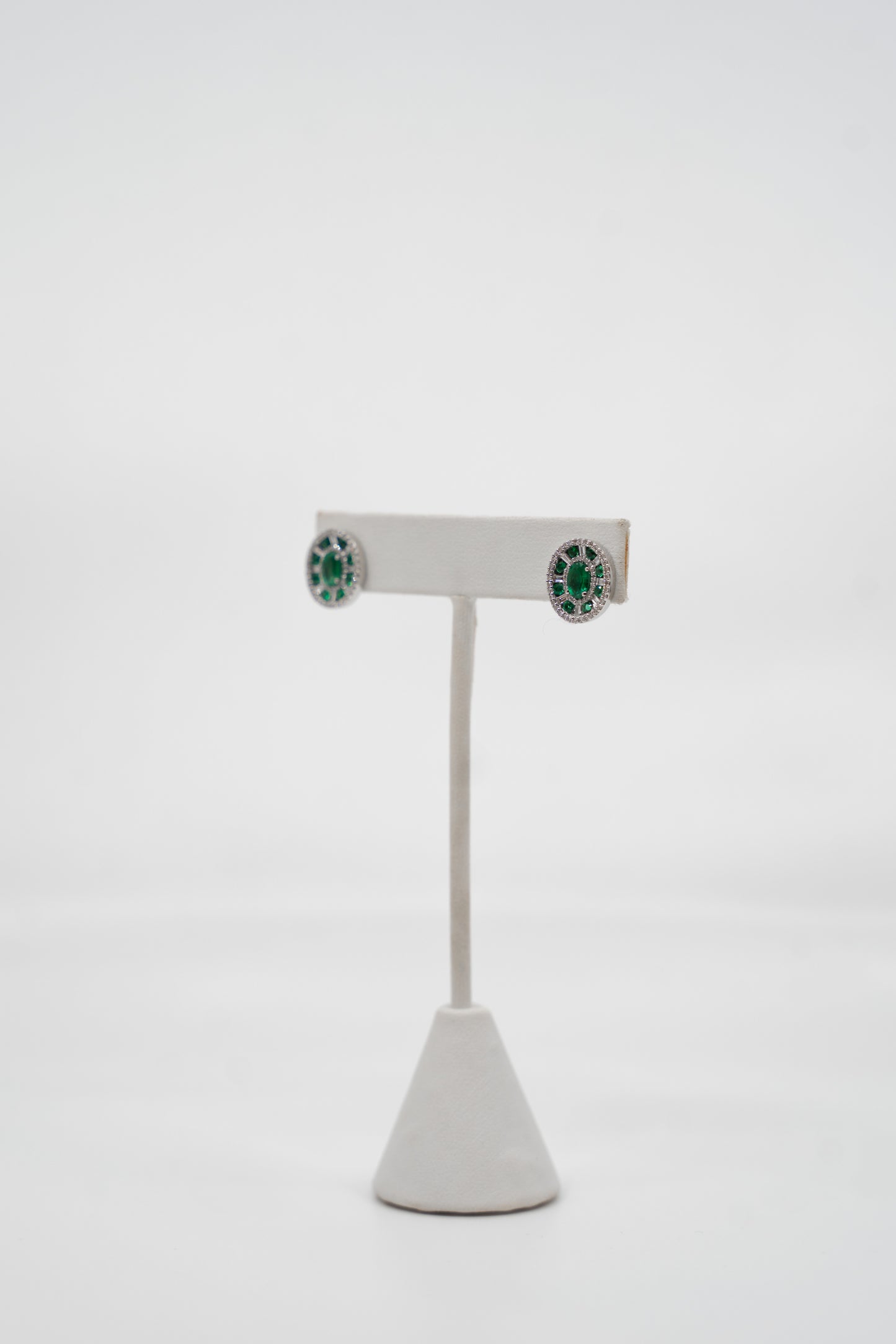 Emerald & Diamond Round Earrings