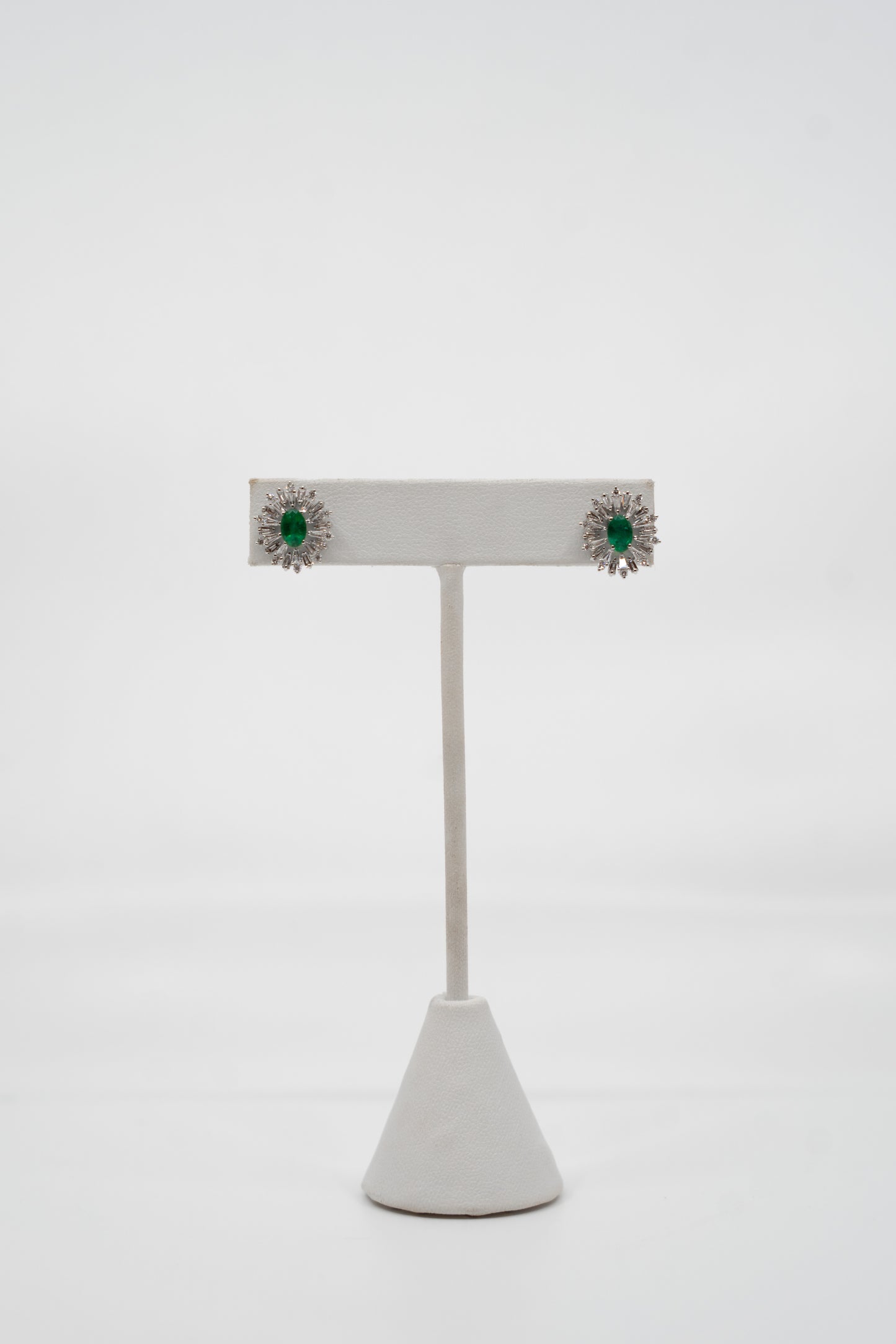 Emerald & Diamond Star Burst Earrings