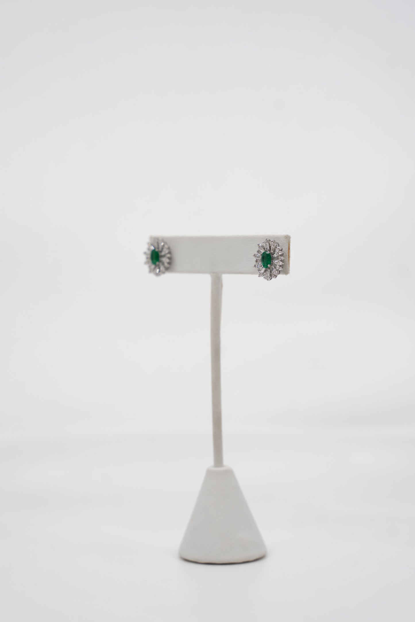 Emerald & Diamond Star Burst Earrings