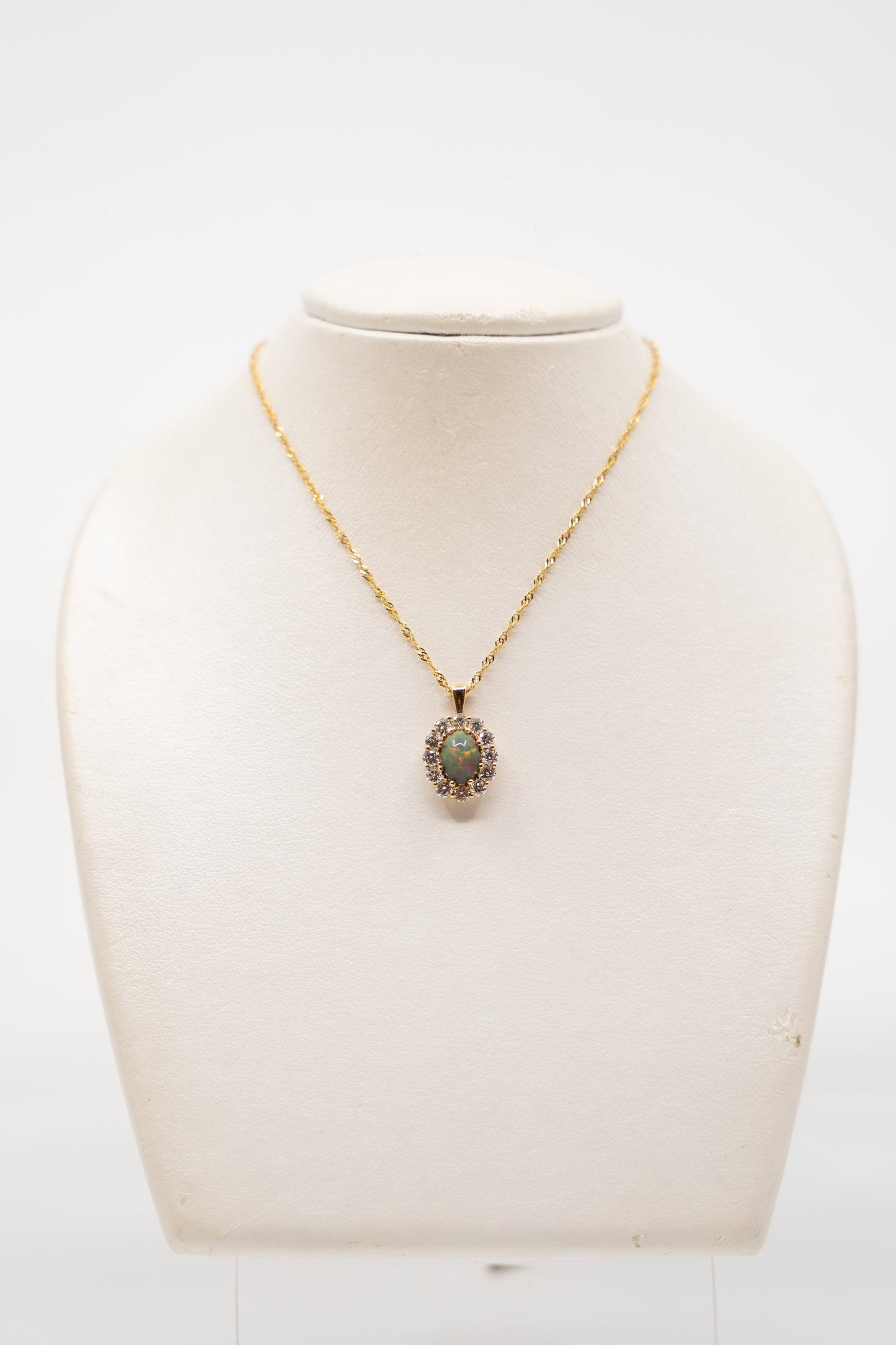 Black Opal & Diamond Halo Pendant