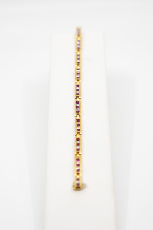 Princess Cut Ruby & Diamond Bracelet