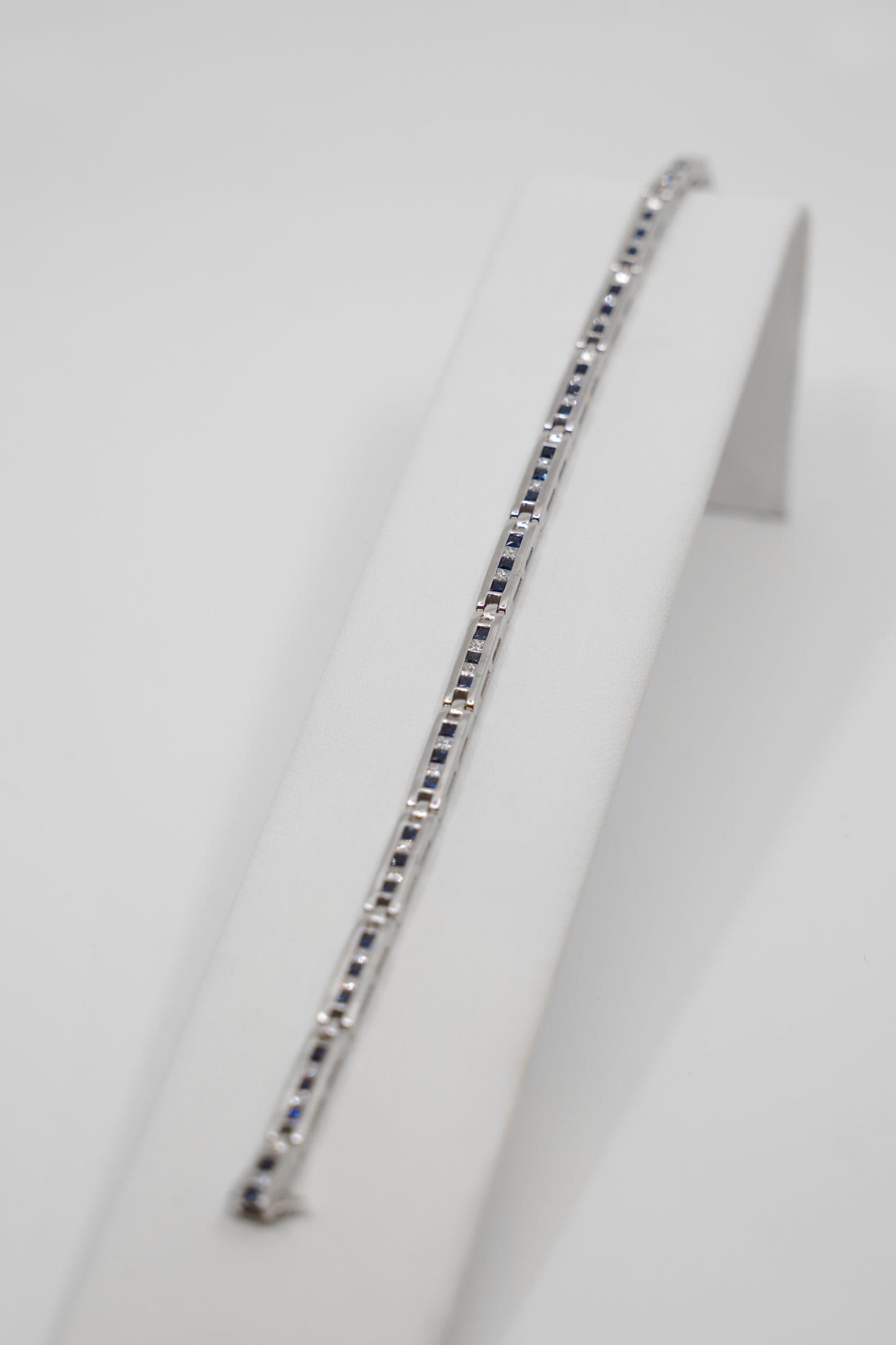 Princess Cut Sapphire & Diamond Tennis Bracelet